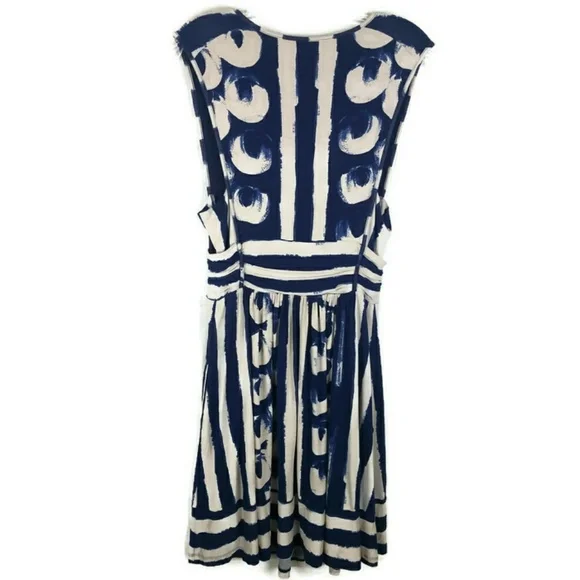 Anthropologie Sennebec Dress by Maeve Navy White Size Medium. - Picture 5 of 8